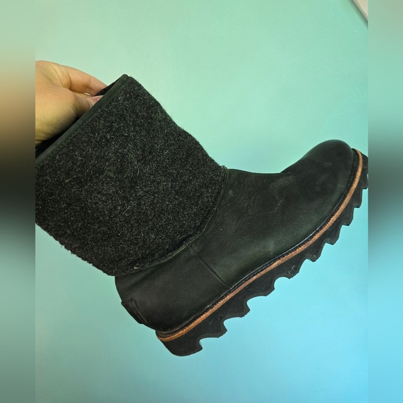 Sorel Winter Boots Mens Mad Slip sz 12 waterproof leather & felt wool Black - Picture 4 of 9